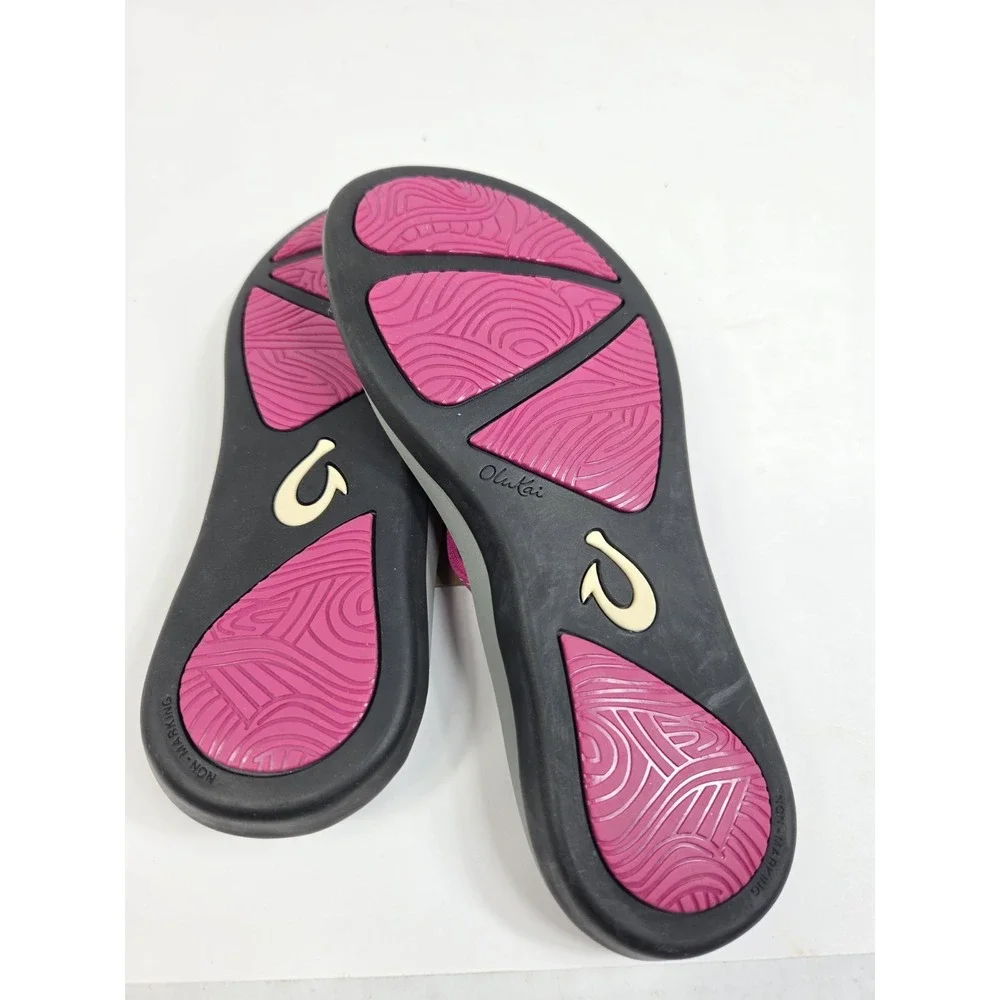 OLUKAI Girls Ho'opio Flip Flop SANDALS Size 2 Kids Grape